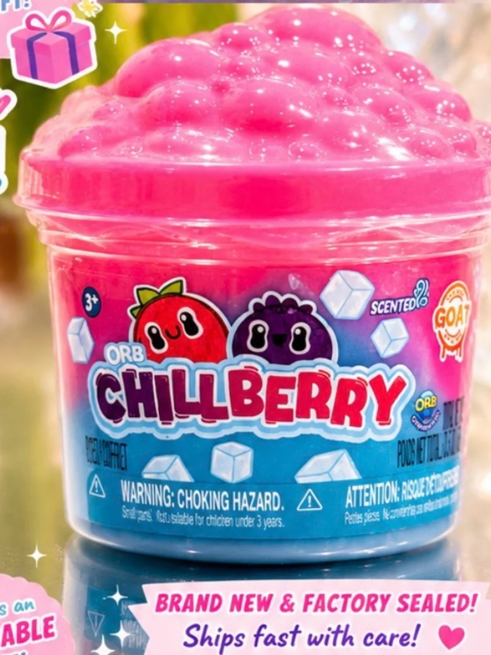 NEW ORB Chillberry Specialty Scent Slime Squishy Pink Stress Toy Sealed GOAT 🔥